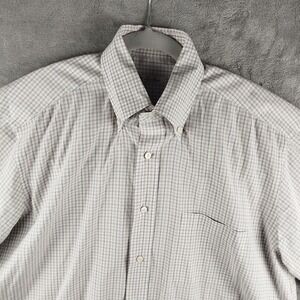 Loro Piana Shirt Mens 16.5/42 Yellow White Gray Button Up Cotton Check Italy